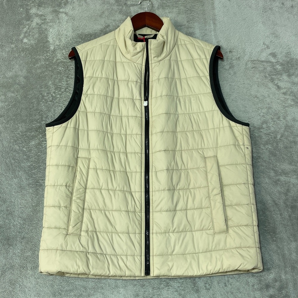 NWT Hugo Boss Barvino  Men's XL Beige Polyamide Quilted Puffer Vest Full Zip